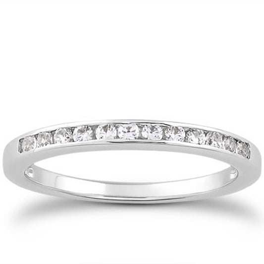 Size: 4.5 - 14k White Gold Channel Set Diamond Wedding Ring Band Set 1/3 Around