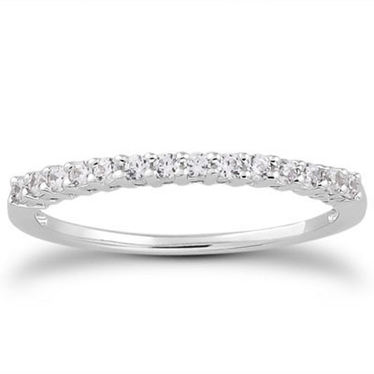 Size: 4.5 - 14k White Gold Shared Prong Diamond Wedding Ring Band with Airline Gallery