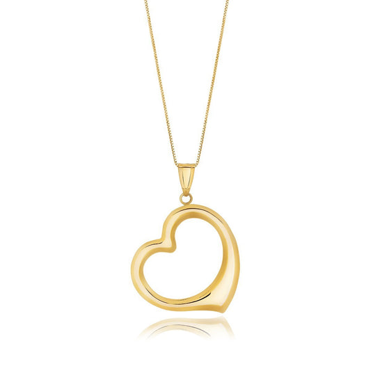 Size: 18 - 14k Yellow Gold Floating Heart Drop Pendant