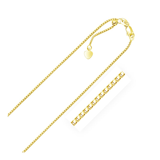 Size: 22'' - 14k Yellow Gold Adjustable Box Chain (1.10 mm)