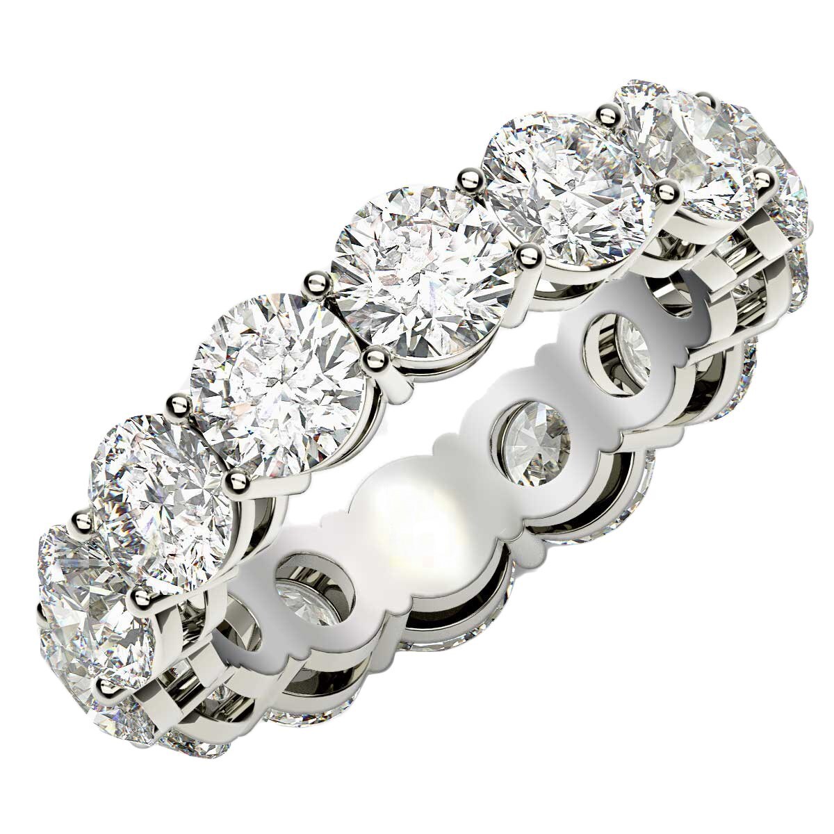 Size: 4.5 - Round Cut Lab Grown Diamond Eternity Ring in 14k White Gold (6 cttw FG/VS2)