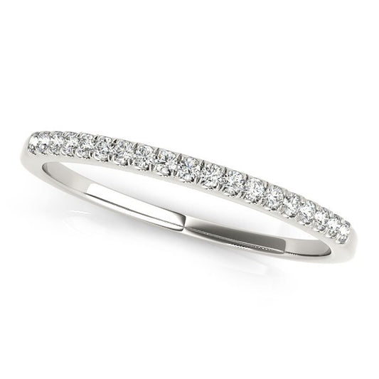 Size: 3.5 - 14k White Gold Scallop Pave Set Diamond Wedding Ring (1/8 cttw)