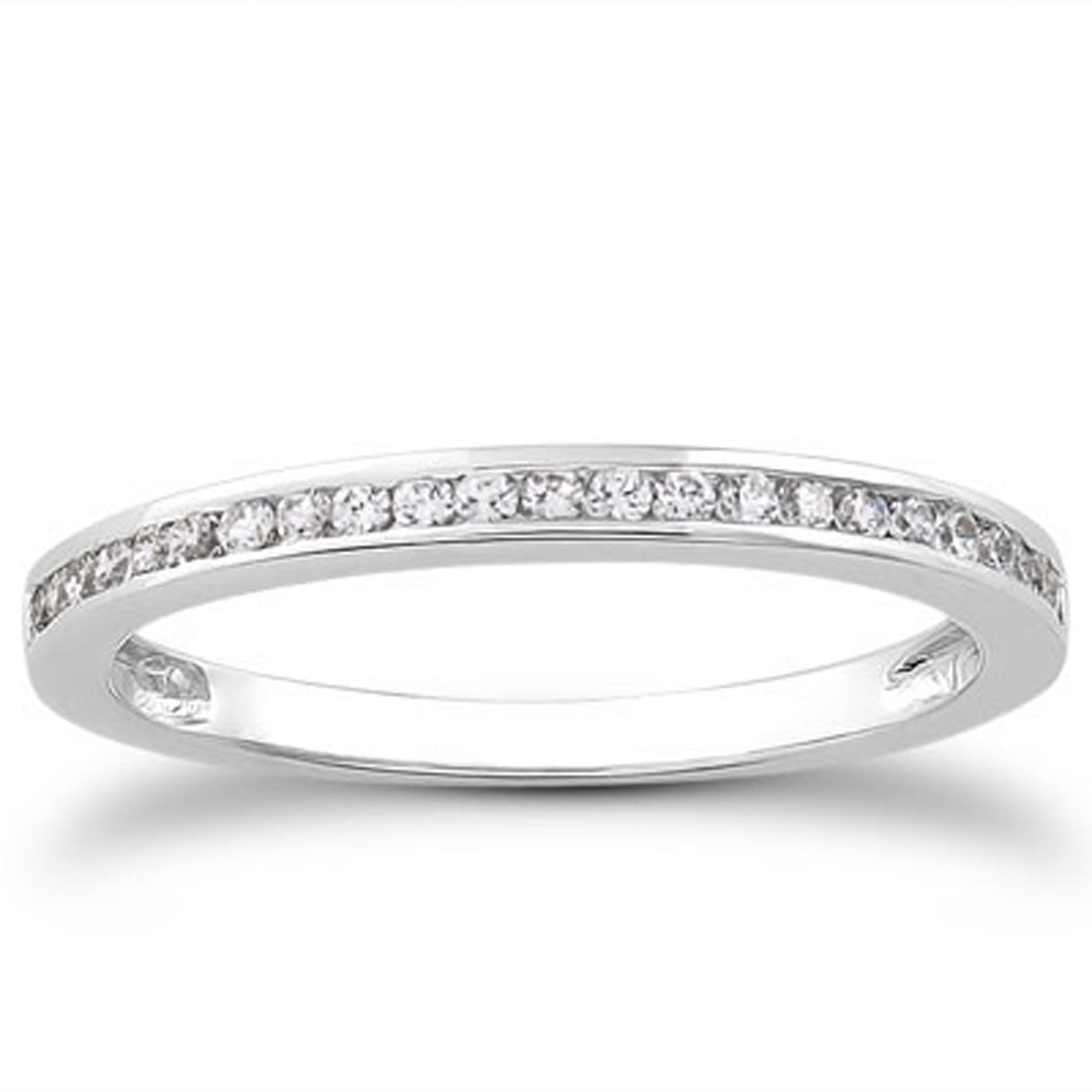 Size: 4.5 - 14k White Gold Slender Channel Set Diamond Wedding Ring Band Set 1/2 Around