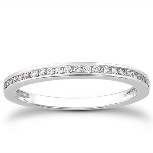 Size: 4 - 14k White Gold Slender Channel Set Diamond Wedding Ring Band Set 1/2 Around