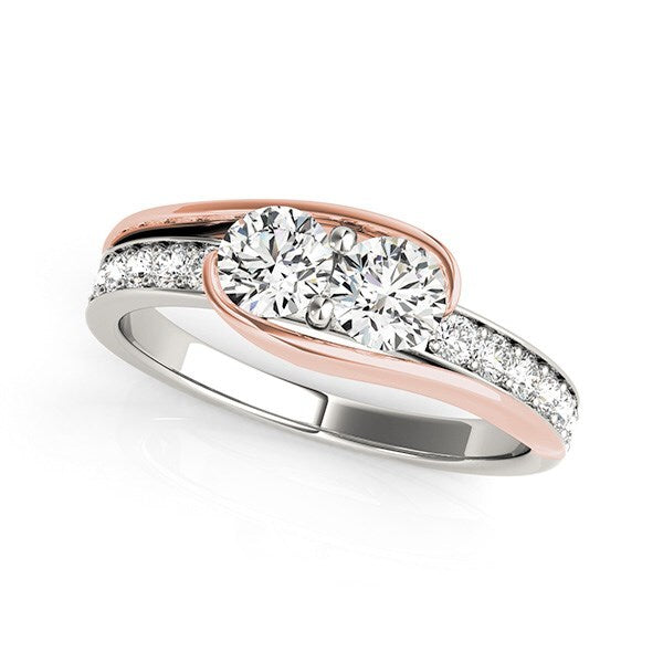 Size: 7.5 - Two Stone Diamond Ring in 14k White And Rose Gold (3/4 cttw)