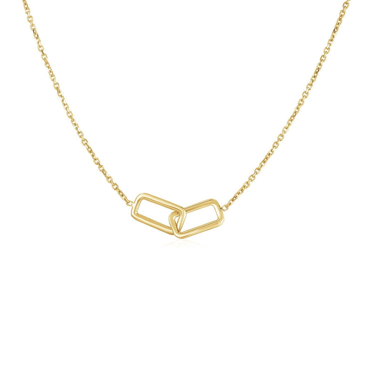 Size: 17'' - 14k Yellow Gold Necklace with Interlocking Petite Rectangles