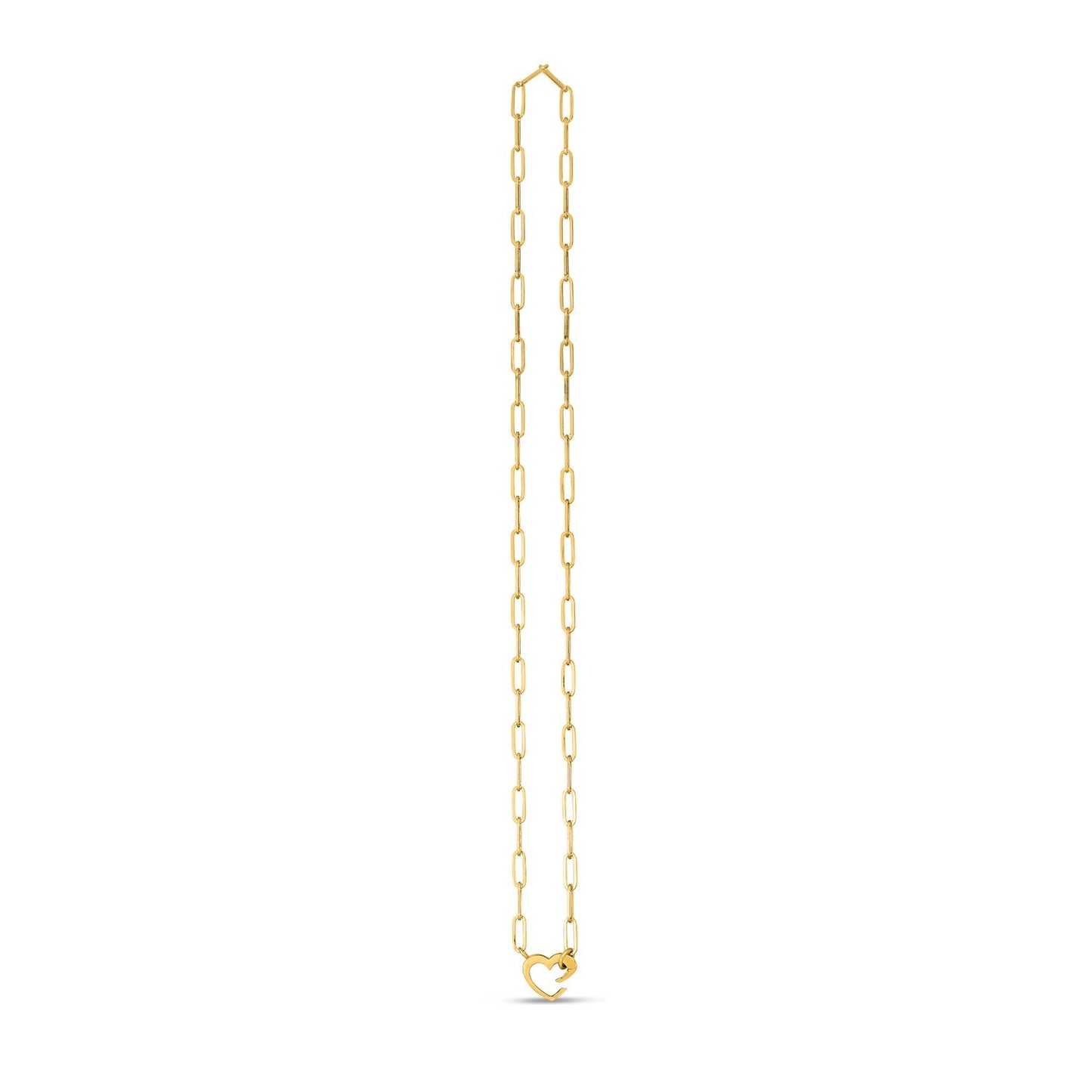 Size: 18 - 14k Yellow Gold Heart Element Paperclip Necklace