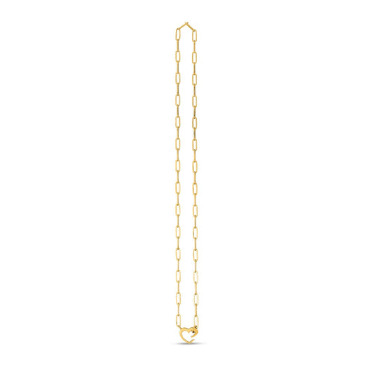 Size: 18 - 14k Yellow Gold Heart Element Paperclip Necklace