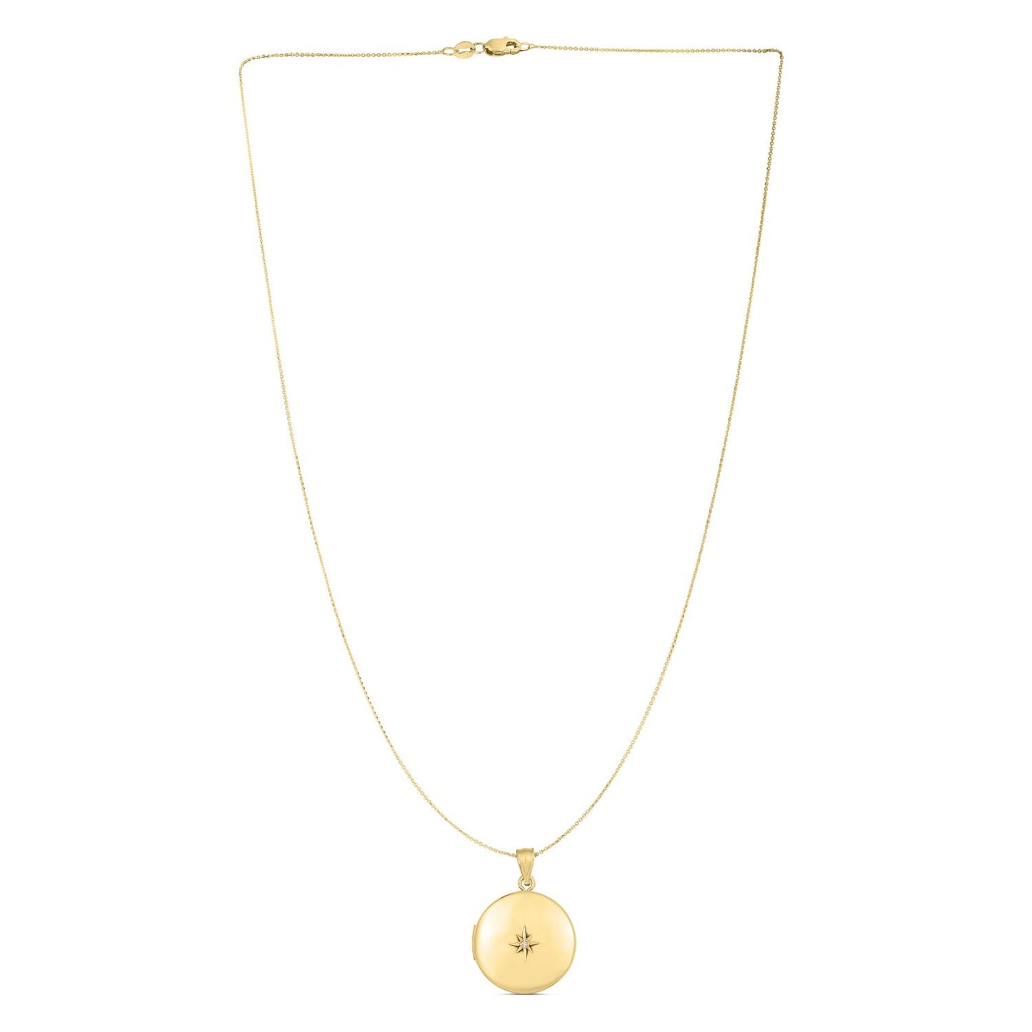 Size: 18 - 14k Yellow Gold Round North Star Locket Necklace