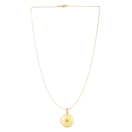 Size: 18 - 14k Yellow Gold Round North Star Locket Necklace