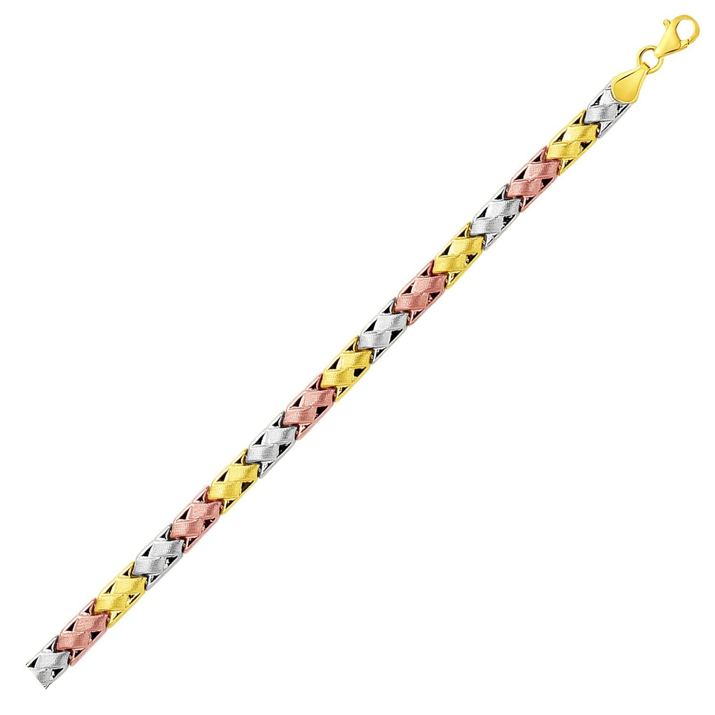 Size: 7.25'' - 14k Tri-Color Gold Weave Design Bracelet