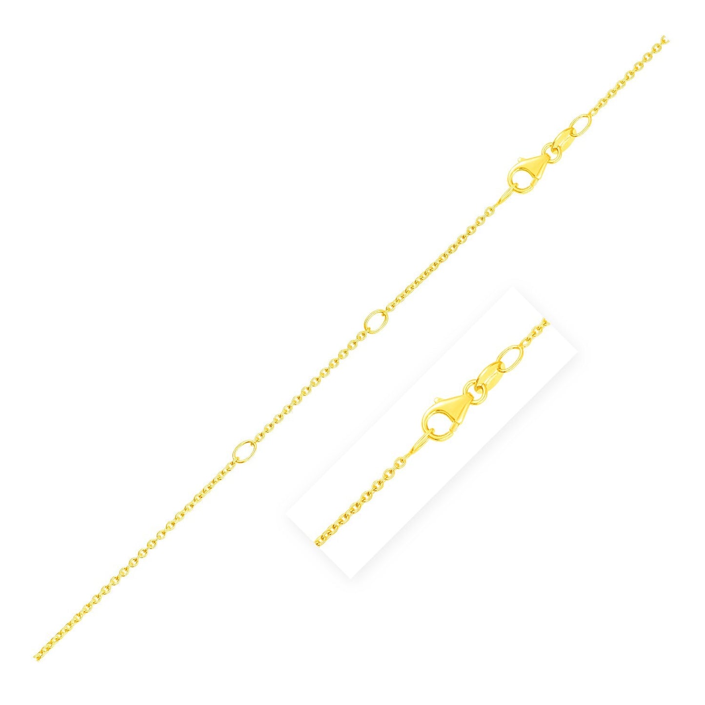 Size: 18'' - Double Extendable Diamond Cut Cable Chain in Yellow Gold (1.30 mm)