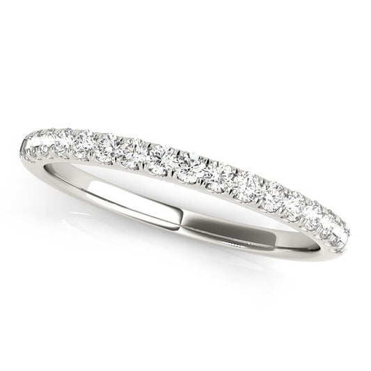 Size: 3.5 - 14k White Gold Diamond Scallop Setting Wedding Band (1/3 cttw)