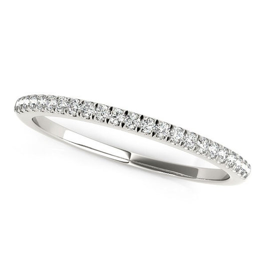 Size: 8.5 - 14k White Gold Scallop Style Setting Diamond Wedding Band (1/8 cttw)