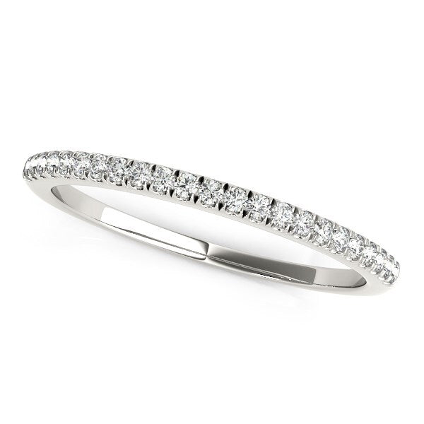 Size: 9 - 14k White Gold Scallop Style Setting Diamond Wedding Band (1/8 cttw)