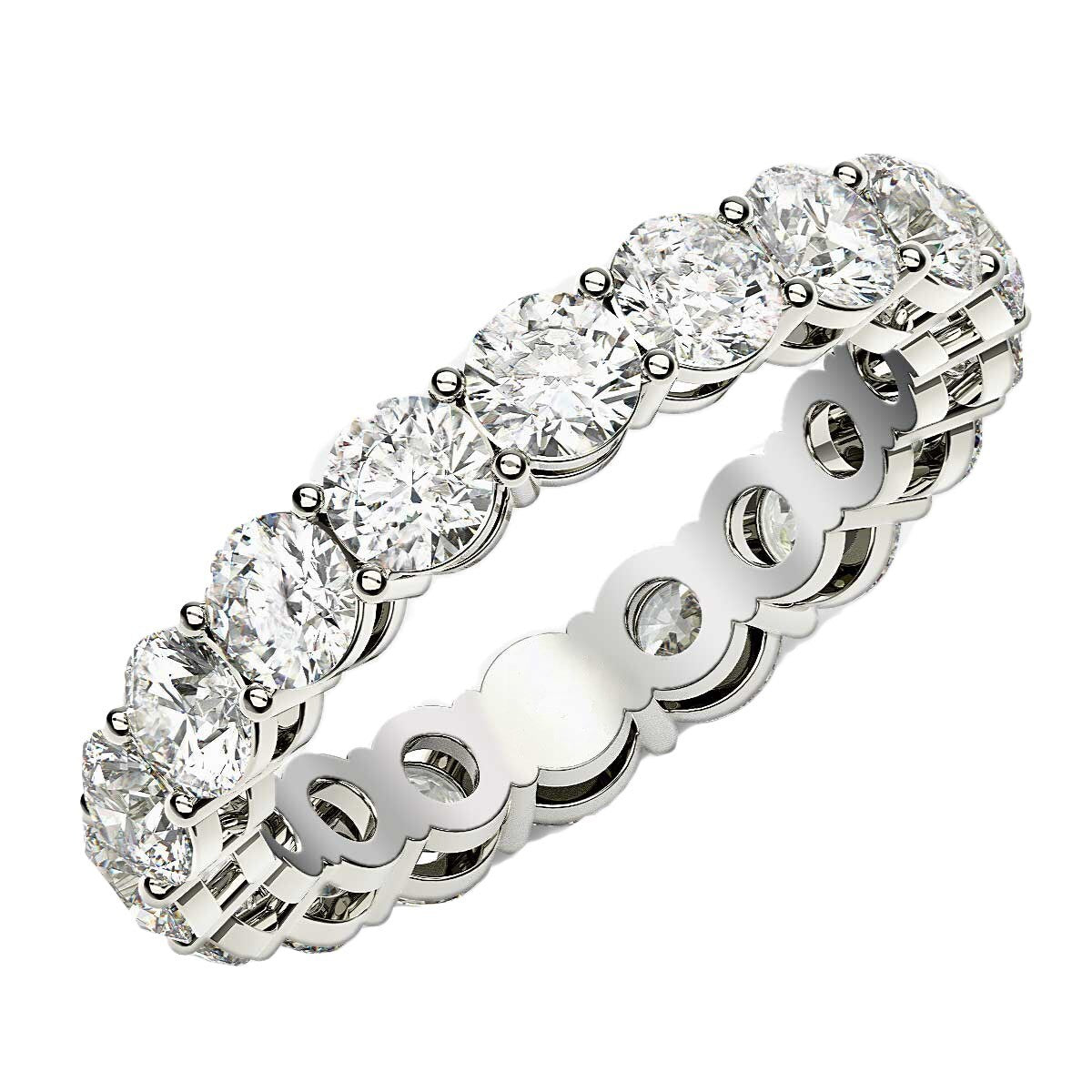 Size: 4.5 - Round Cut Lab Grown Diamond Eternity Ring in 14k White Gold (2 cttw FG/VS2)