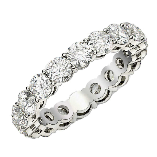 Size: 4 - Round Cut Lab Grown Diamond Eternity Ring in 14k White Gold (2 cttw FG/VS2)