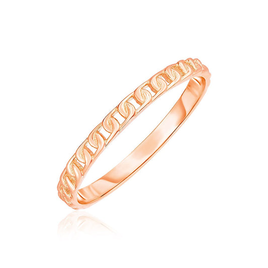 Size: 7 - 14k Rose Gold Ring with Bead Texture