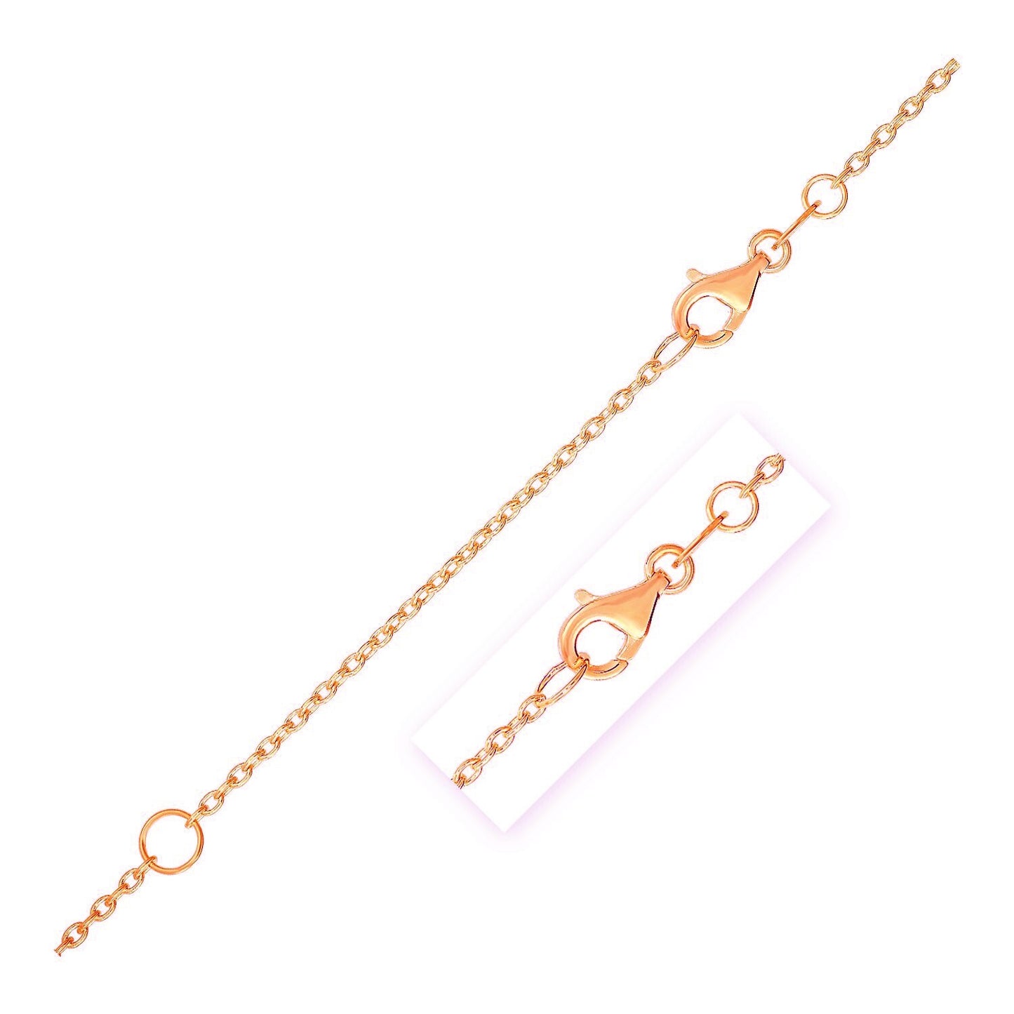 Size: 18 - Extendable Cable Chain in 14k Rose Gold (1.50 mm)