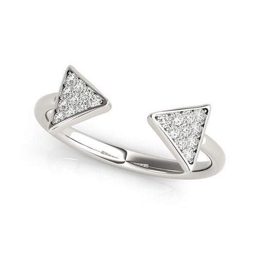 Size: 3 - 14k White Gold Diamond Arrowhead Open Ring (1/5 cttw)