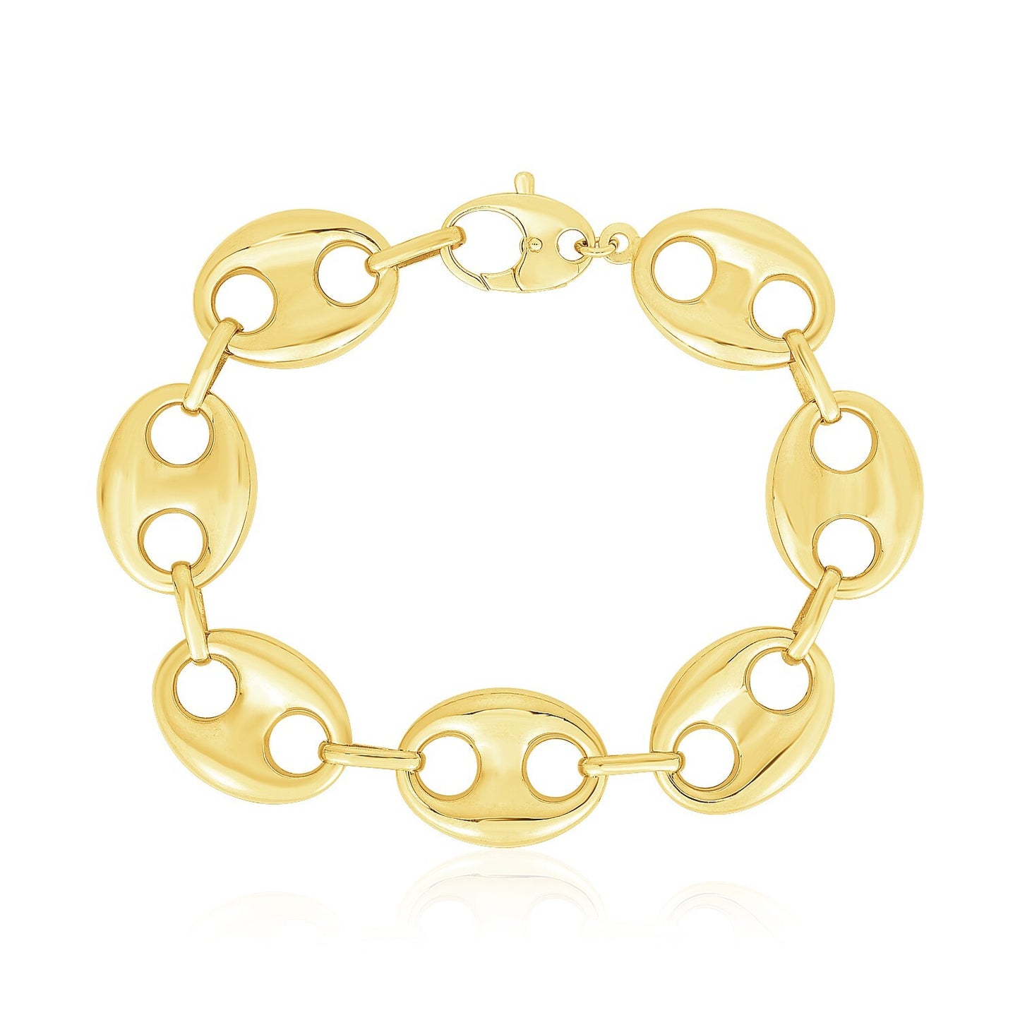 Size: 8'' - 14k Yellow Gold High Polish Lite Puffed Mariner Link Bracelet  (21.00 mm)