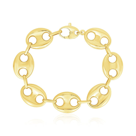 Size: 8'' - 14k Yellow Gold High Polish Lite Puffed Mariner Link Bracelet  (21.00 mm)