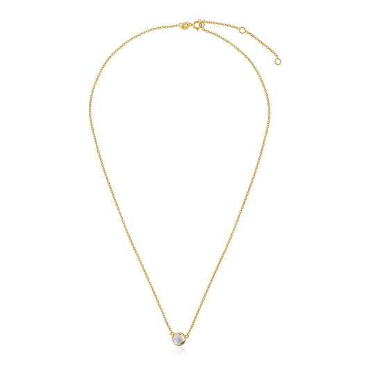 Size: 17'' - 14k Yellow Gold 17 inch Necklace with Round White Topaz