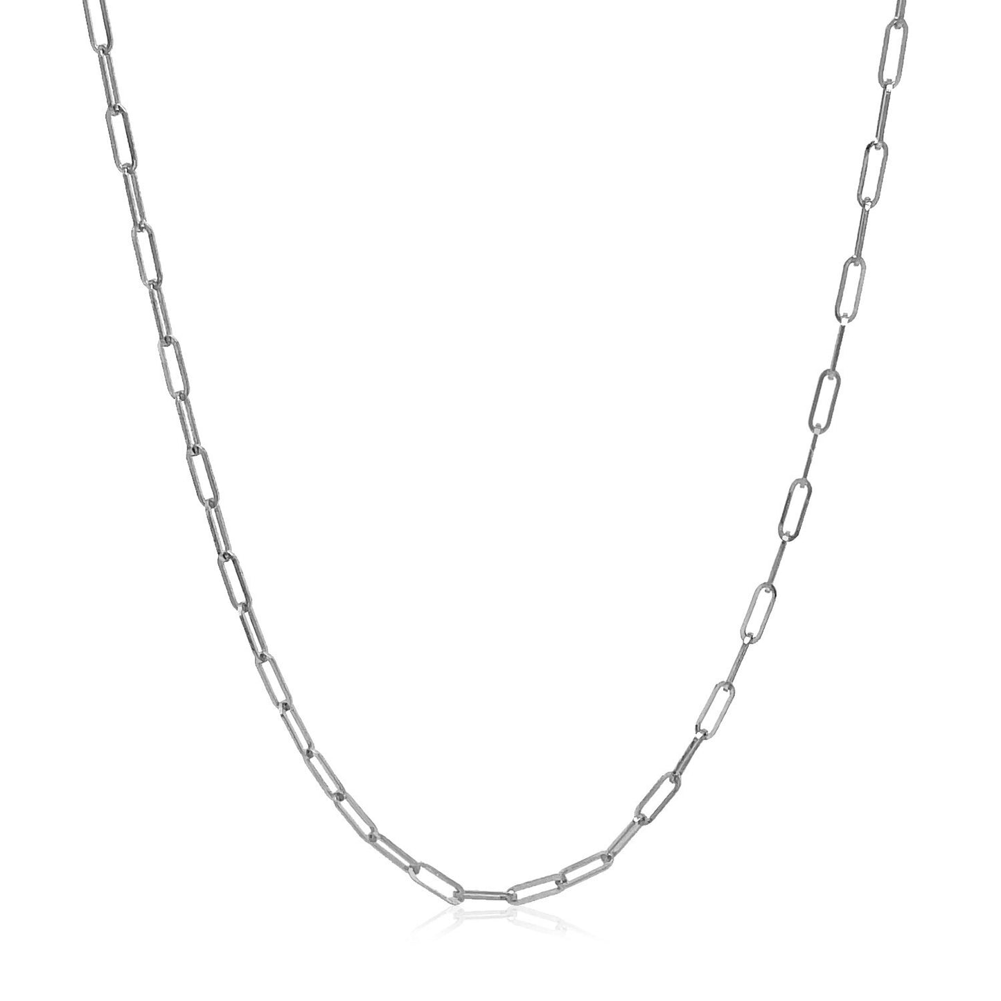 Size: 22'' - 14k White Gold Adjustable Paperclip Chain (1.50 mm)