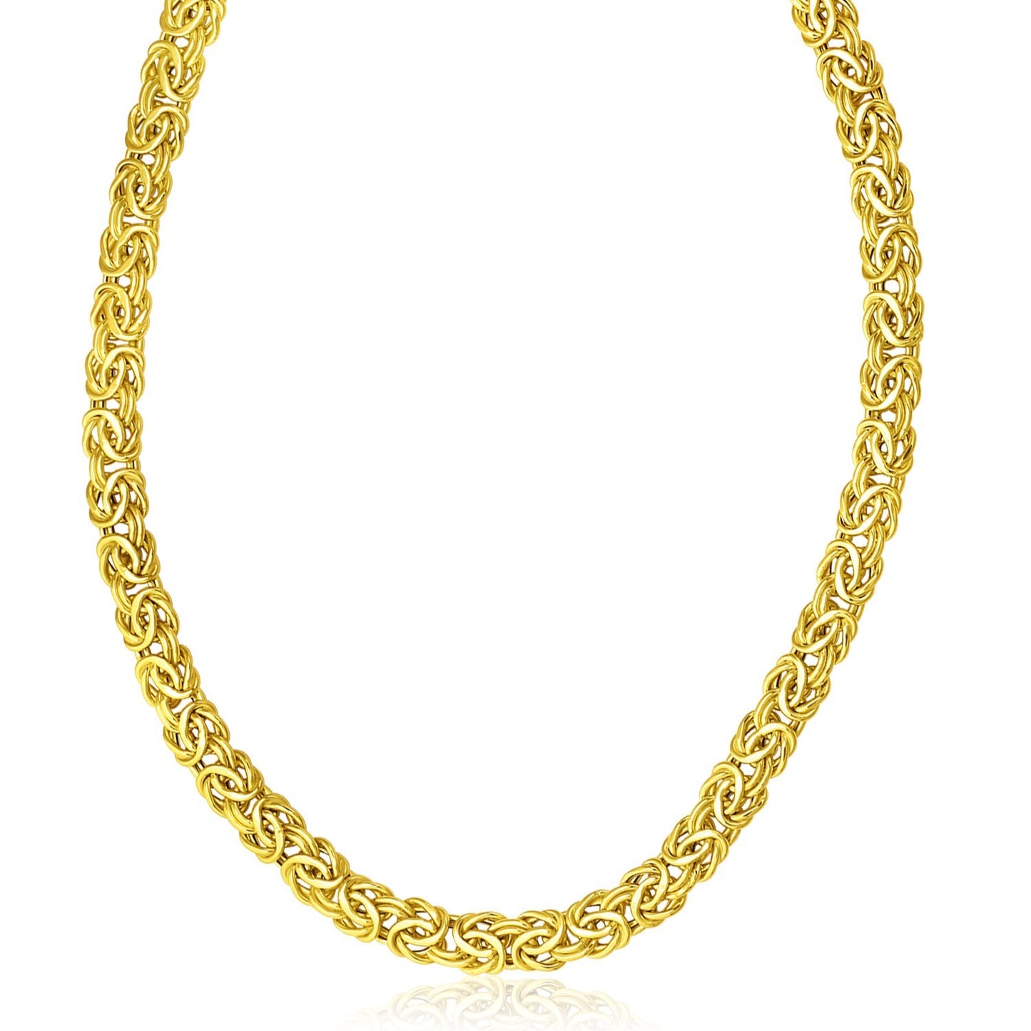 Size: 18'' - 14k Yellow Gold Byzantine Design Stylish Necklace