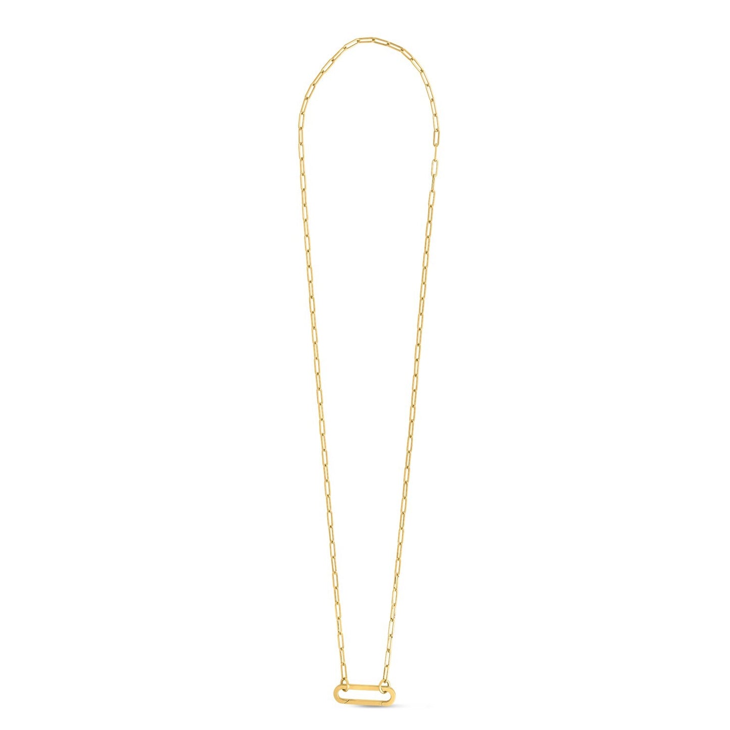 14k Yellow Gold Elongated Link Paperclip Necklace