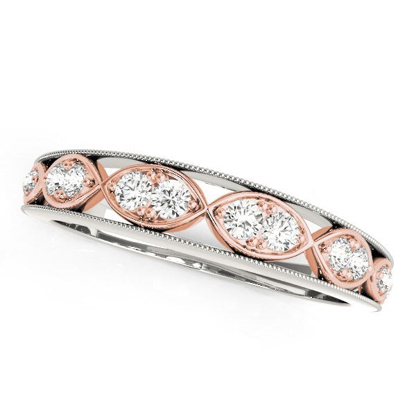 Size: 3.5 - 14k White And Rose Gold Infinity Style Diamond Band (1/5 cttw)