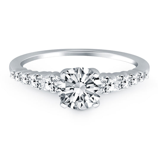 Size: 4.5 - 14k White Gold Graduated Diamond Engagement Ring Mounting