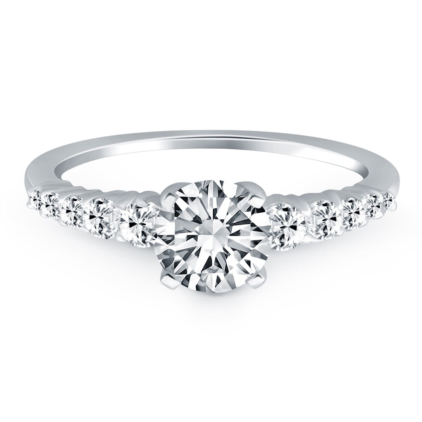 Size: 6 - 14k White Gold Graduated Diamond Engagement Ring Mounting