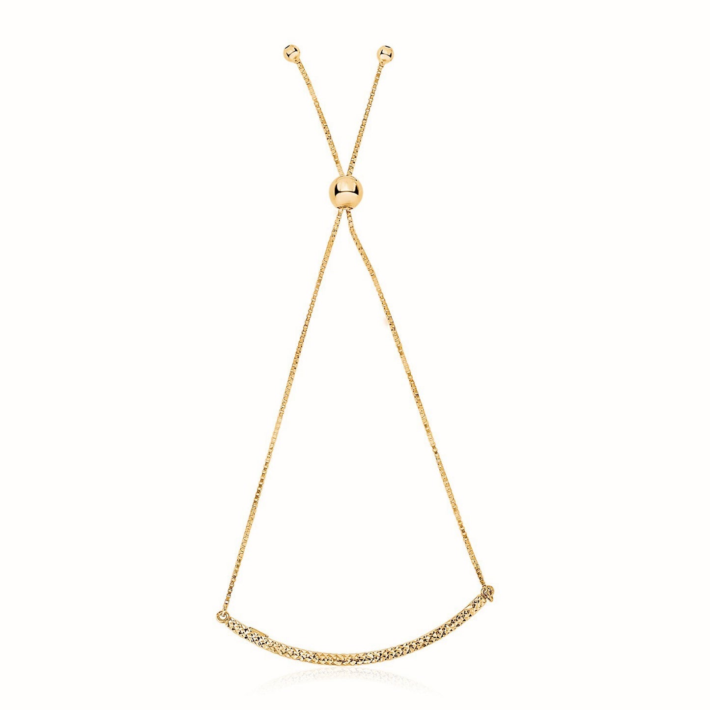 Size: 9.25'' - 14k Yellow Gold Chain Bar Lariat Style Bracelet