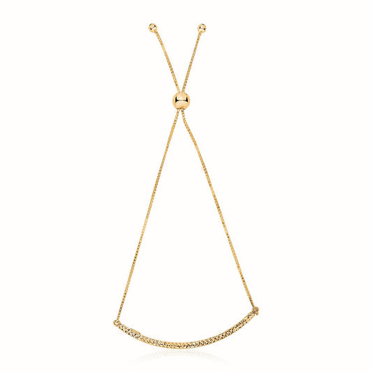 Size: 9.25'' - 14k Yellow Gold Chain Bar Lariat Style Bracelet