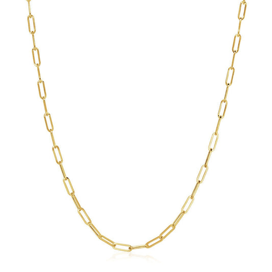 Size: 18'' - 14K Yellow Gold Wide Paperclip Chain (3.20 mm)