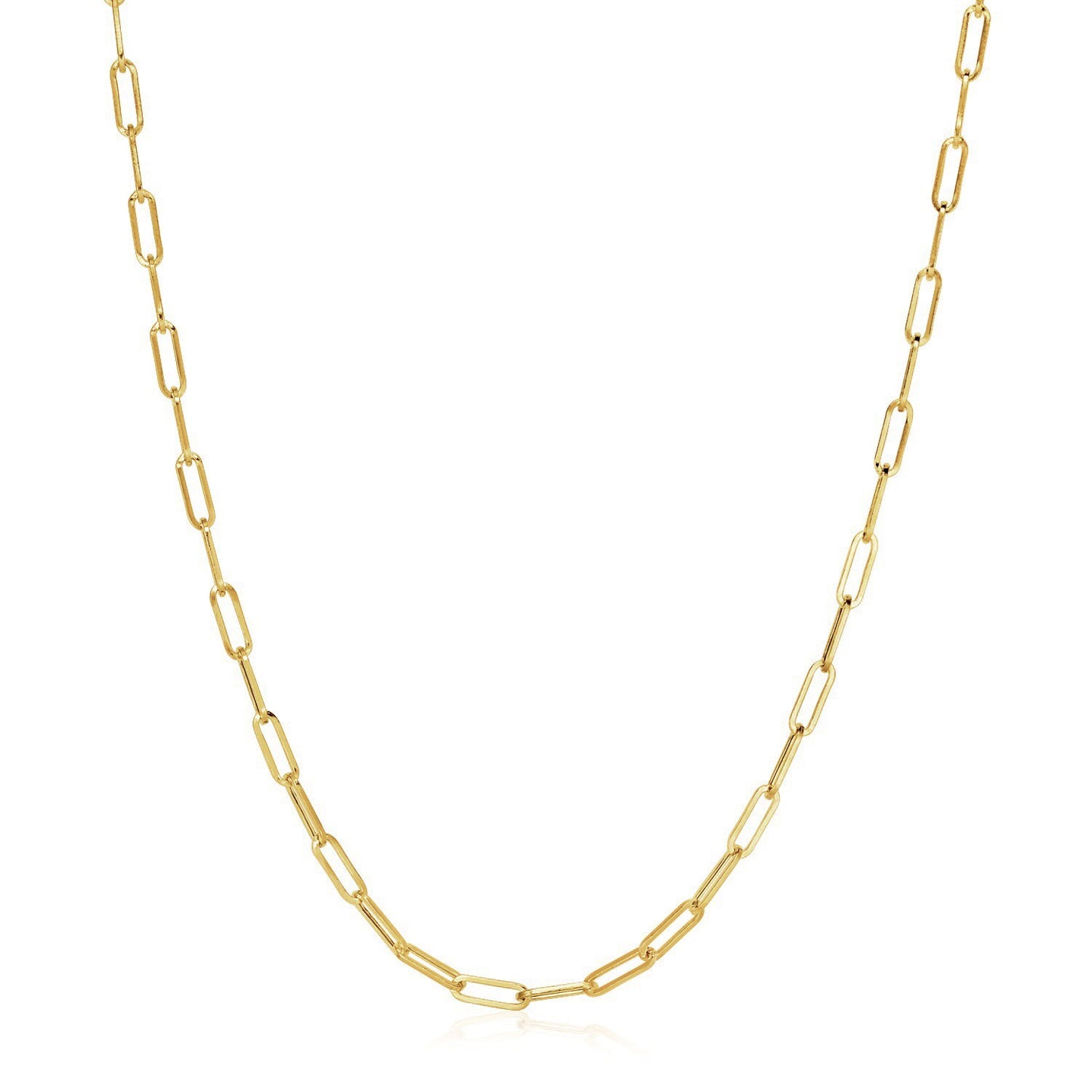 Size: 20'' - 14K Yellow Gold Wide Paperclip Chain (3.20 mm)