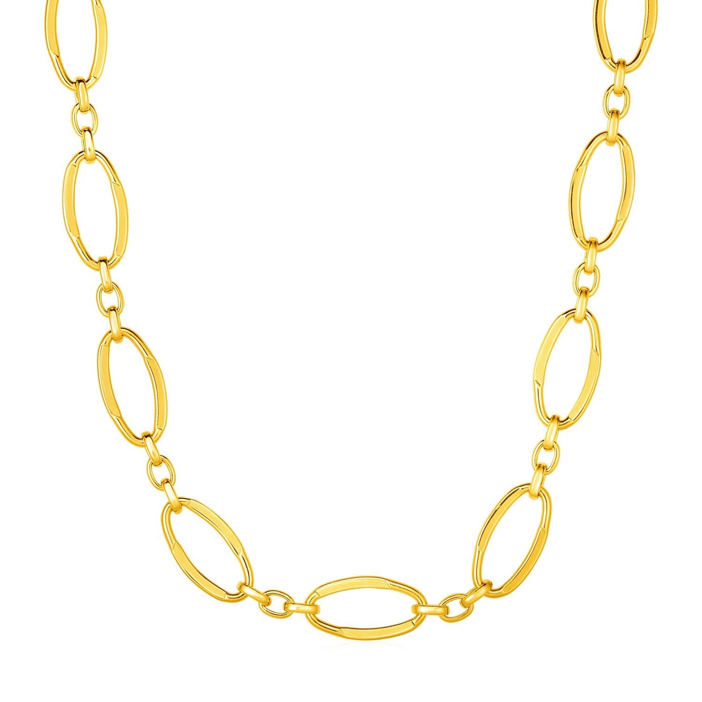 Size: 18'' - 14k Yellow Gold Necklace with Polished Oval Links