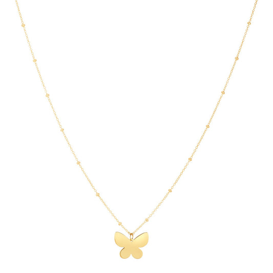 Size: 18 - 14k Yellow Gold Ppillon Butterfly Necklace