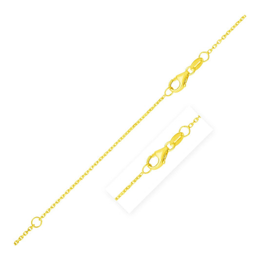 Size: 18 - Double Extendable Diamond Cut Cable Chain in Yellow Gold (0.87 mm)