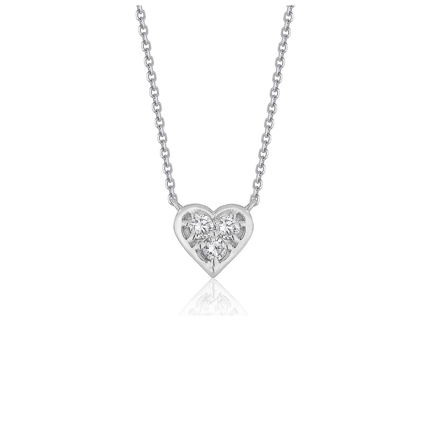 Size: 16'' - Diamond Heart Design Pendant in 14k White Gold