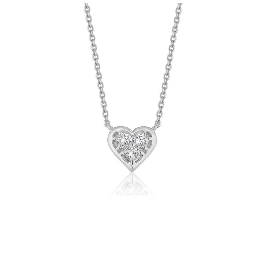 Size: 16'' - Diamond Heart Design Pendant in 14k White Gold