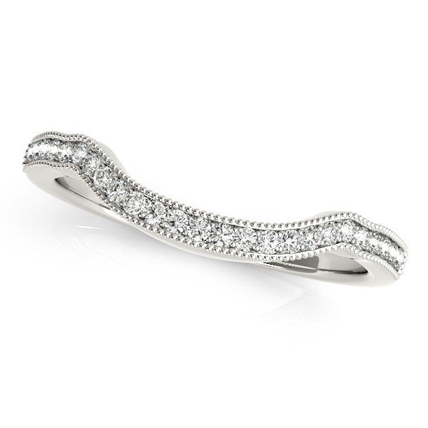 Size: 3.5 - 14k White Gold Curvy Style Pave Set Diamond Wedding Band (1/6 cttw)