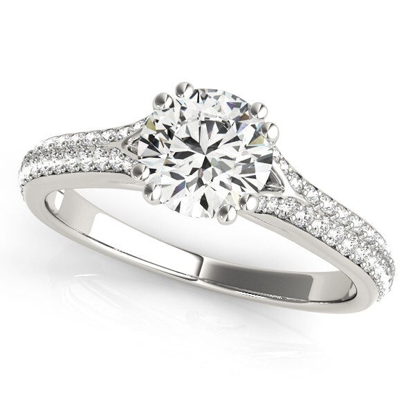 Size: 8.5 - 14k White Gold Double Prong Multirow Band Diamond Engagement Ring (1 1/8 cttw)