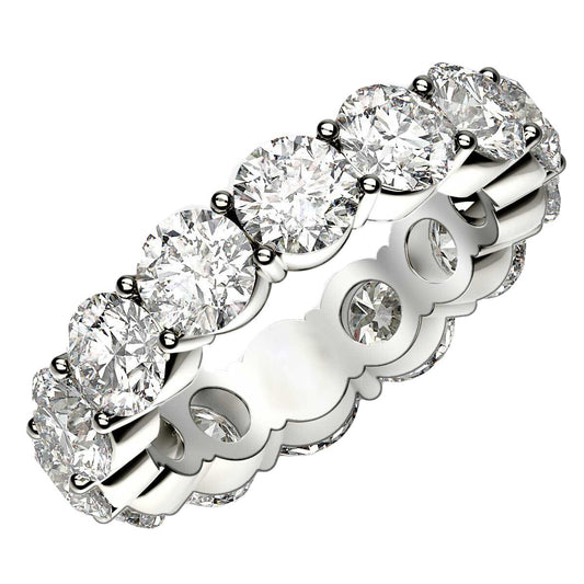 Size: 4.5 - Round Cut Lab Grown Diamond Eternity Ring in 14k White Gold (6 cttw FG/VS2)