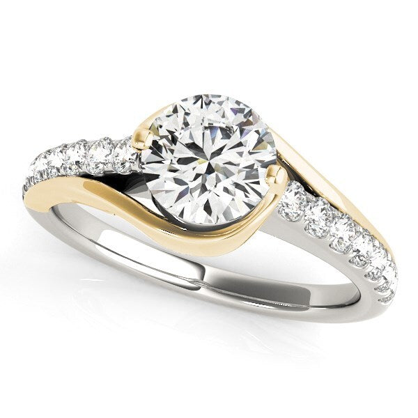 Size: 8.5 - 14k Two Tone Gold Split Shank Style Diamond Engagement Ring (1 1/4 cttw)