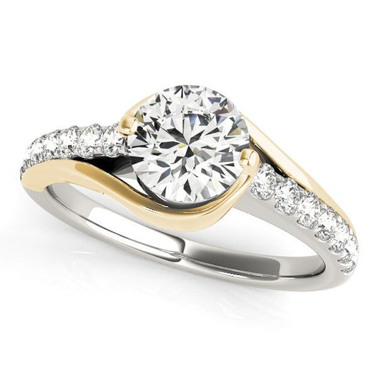 Size: 9 - 14k Two Tone Gold Split Shank Style Diamond Engagement Ring (1 1/4 cttw)