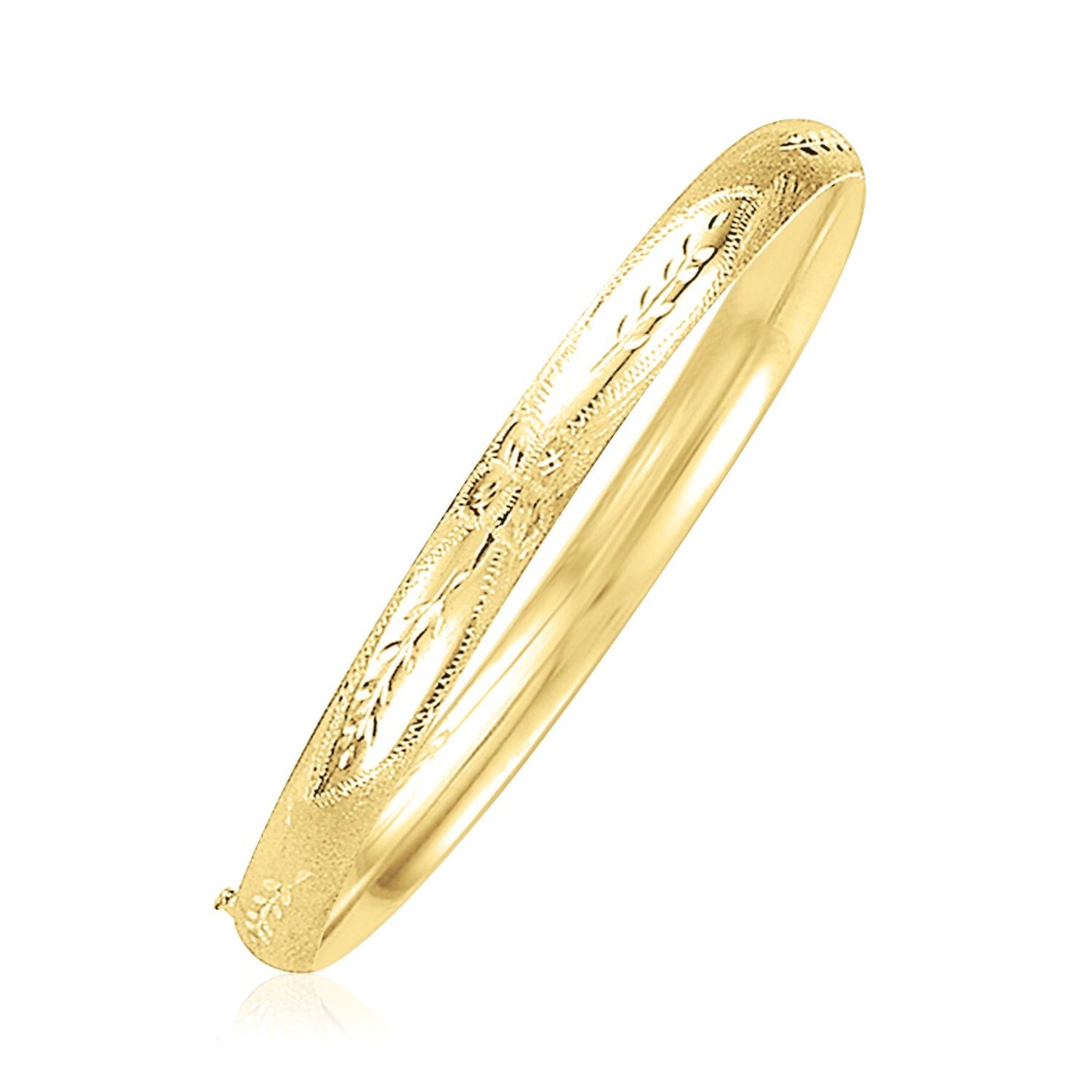 Size: 8'' - 14k Yellow Gold Dome Florentine Design Bangle