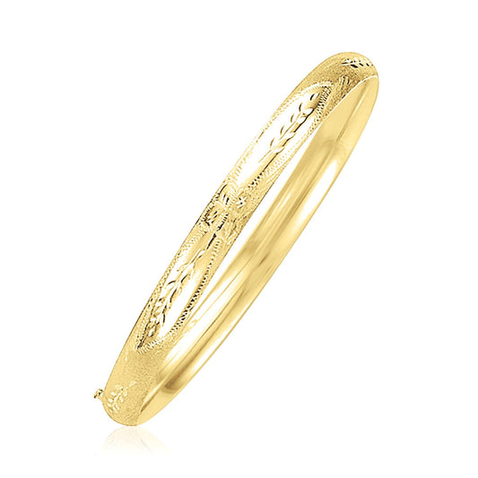 Size: 8'' - 14k Yellow Gold Dome Florentine Design Bangle