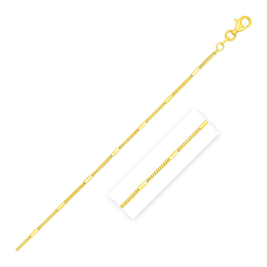 Size: 16'' - Diamond Cut Bar Links Pendant Chain in Yellow Gold (1.30 mm)